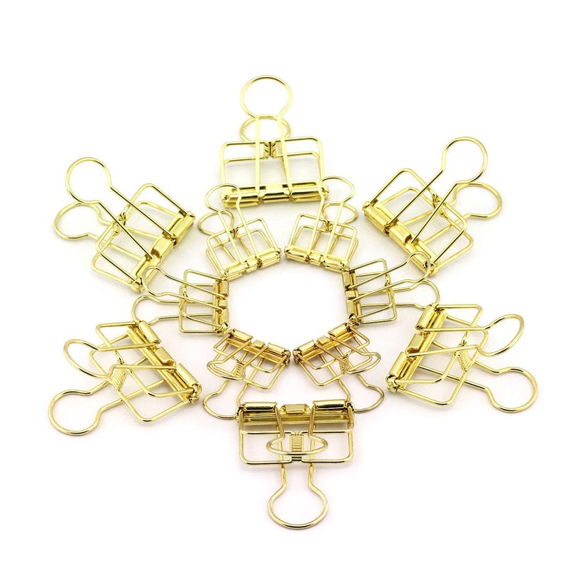 RuiLing 40-Pack Multi-purpose Metal Wire Binder Clip Set,20pcs 2.25 Inch & 20pcs 1.57 Inch Paper Metal Clips,for Home Office Supplier School Accessories - Gold - Image 1